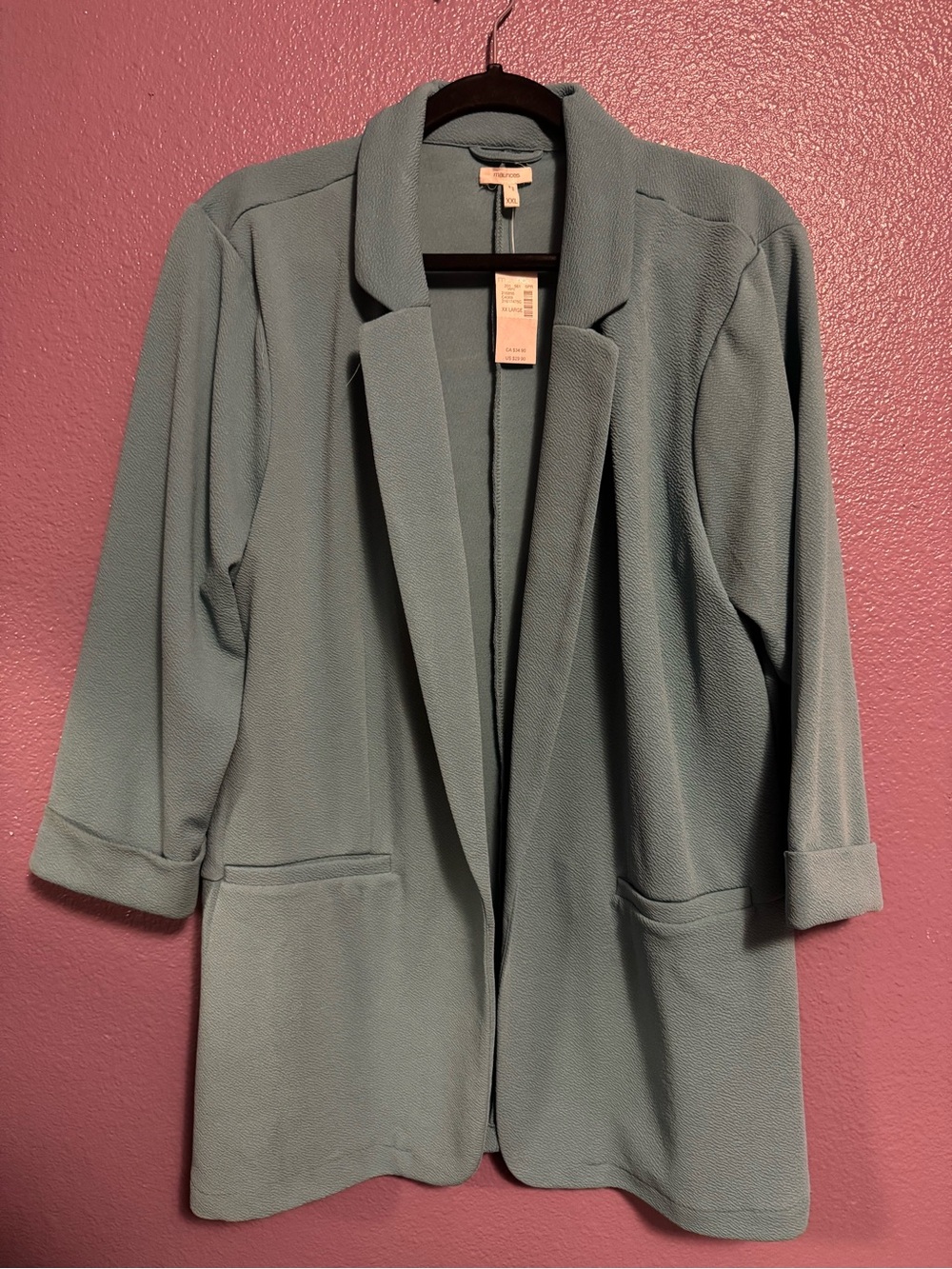 Maurices Open-Front Blazer Jacket in soft Teal blue NWT